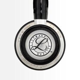 Close-up showing the pediatric diaphragm of a 3M Littmann Cardiology III Stethoscope with the Littmann seal